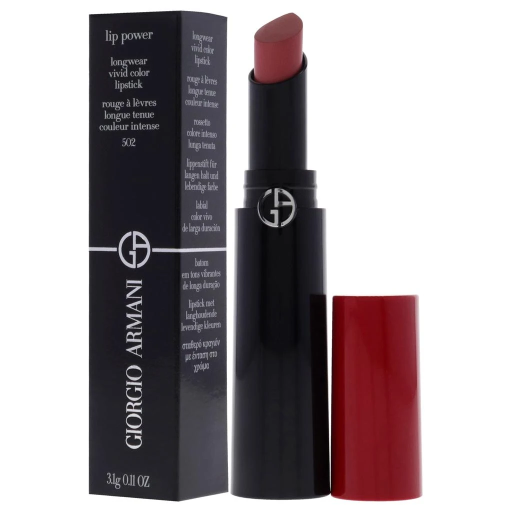 商品Giorgio Armani|Lip Power Longwear Vivid Color Lipstick - 502 Desire by Giorgio Armani for Women - 0.11 oz Lipstick,价格¥337,第1张图片