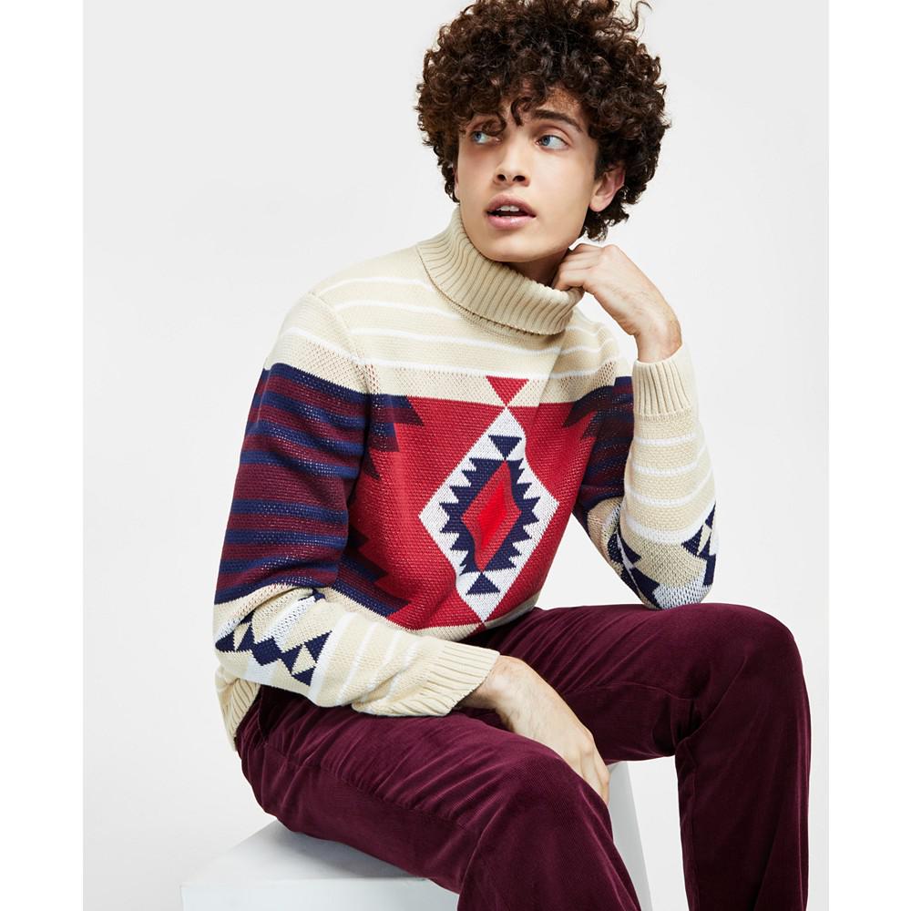 Men's Chunky Fair Isle Turtleneck Pullover Sweater, Created for Macy's商品第6张图片规格展示