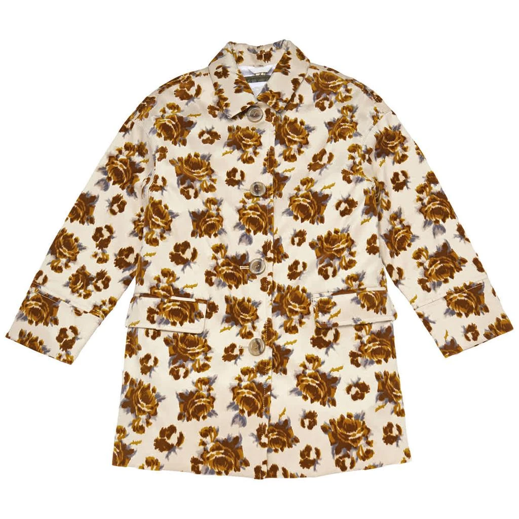 商品Burberry|Girls Ochre  Floral Velvet Jacquard Car Coat,价格¥3798,第1张图片