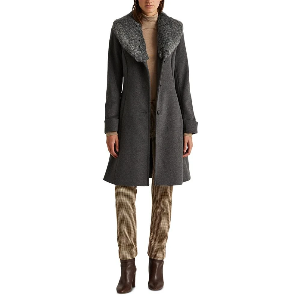 Women's Faux-Fur-Trim Walker Coat, Created for Macy's 商品