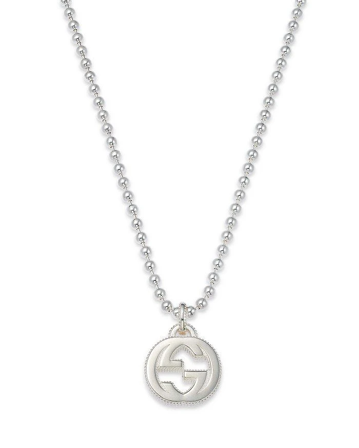 商品Gucci|Sterling Silver Interlocking G Pendant Necklace, 15",价格¥3058,第1张图片详细描述