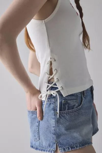 商品Urban Outfitters|Americana Graphic Lace-Up Cropped Tank Top,价格¥262,第4张图片详细描述