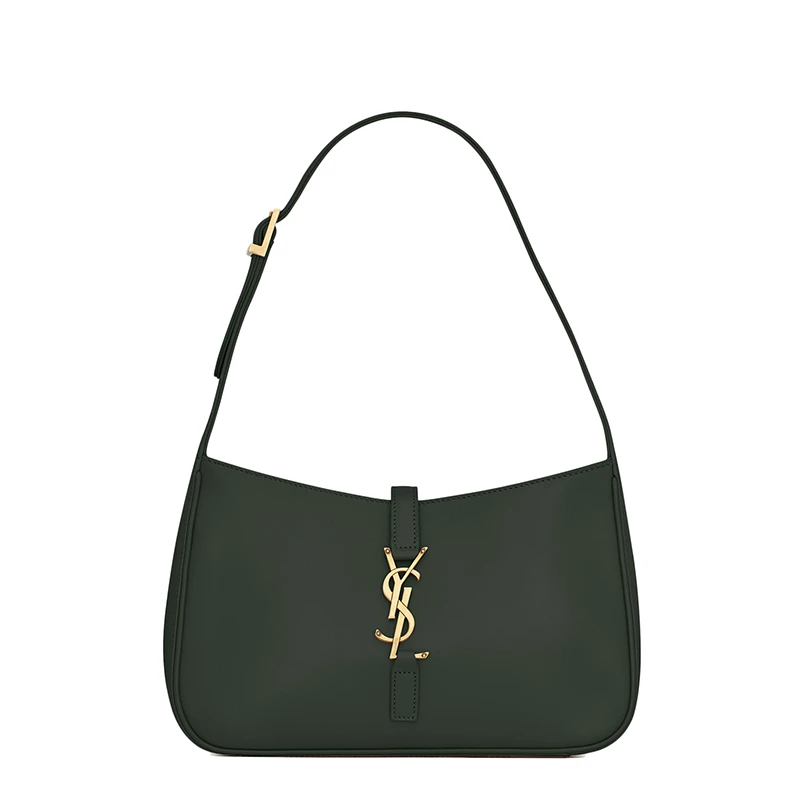 商品Yves Saint Laurent|SAINT LAURENT PARIS/圣罗兰 YSL 22春夏新款LE 5 À 7系列 女士深绿色光滑牛皮革标志金扣单肩手提腋下包,价格¥14712,第1张图片