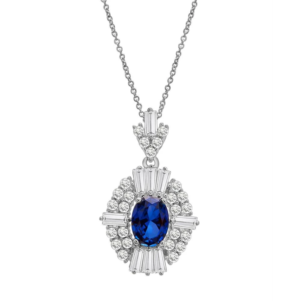 商品Macy's|Lab-Created Ruby (1-3/4 ct. t.w.) & Lab-Created White Sapphire (2-1/20 ct. t.w.) 18" Pendant Necklace in Sterling Silver (Also in Lab-Created Blue Sapphire),价格¥1675,第1张图片