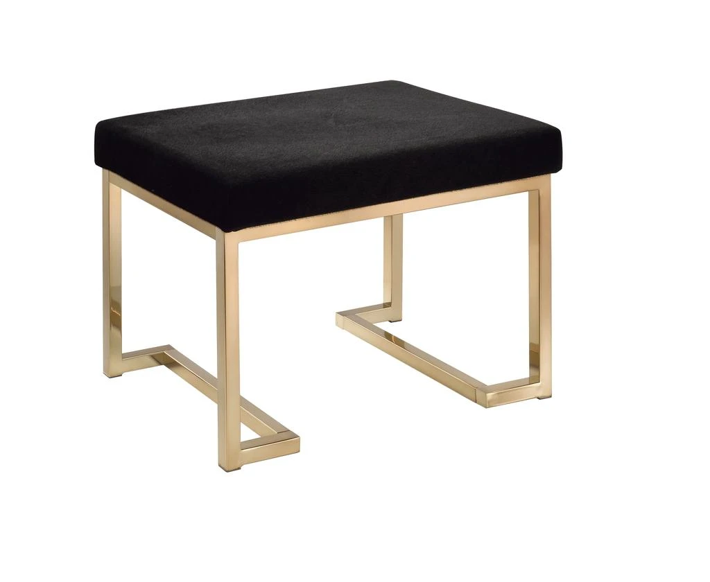 商品Streamdale Furniture|Streamdale Boice Ottoman in Black Fabric & Champagne,价格¥1338,第2张图片详细描述