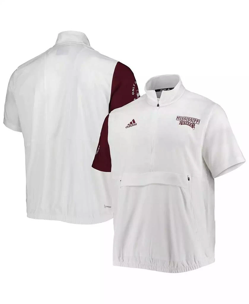 商品Adidas|Men's White Mississippi State Bulldogs M STM AEROREADY Half-Zip Jacket,价格¥389,第1张图片