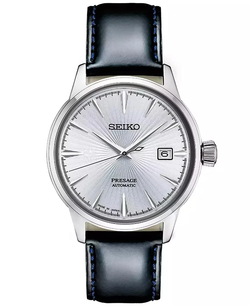 商品Seiko|Men's Automatic Presage Black Leather Strap Watch 40.5mm,价格¥3219,第1张图片