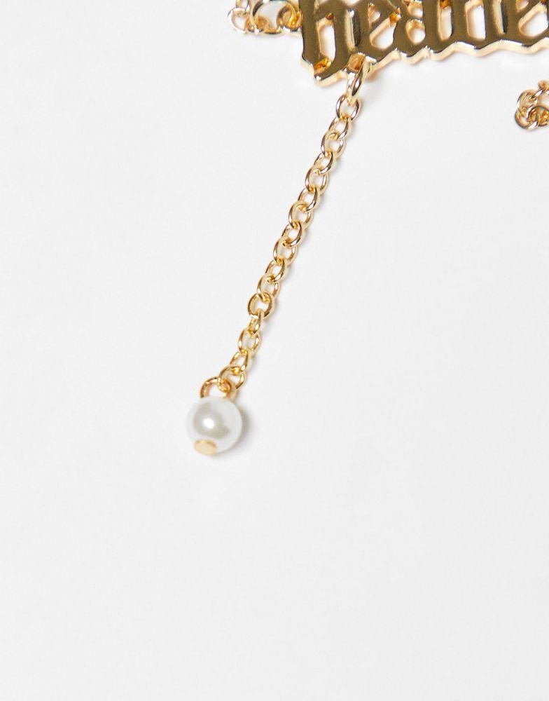 Reclaimed Vintage inspired unisex heavenly belly chain with pearls in gold商品第2张图片规格展示