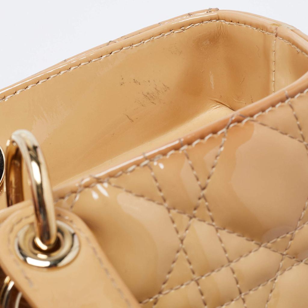 Dior Beige Cannage Patent Leather Large Lady Dior Tote商品第8张图片规格展示