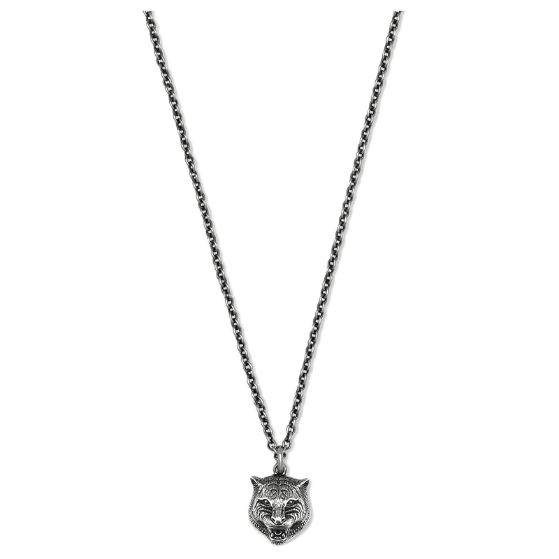 商品Gucci|GUCCI/古驰 925银猫头吊坠龙虾扣项链,价格¥2852,第1张图片