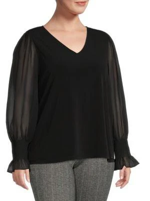 商品Calvin Klein|​Plus Shirred Cuff Top,价格¥120,第1张图片