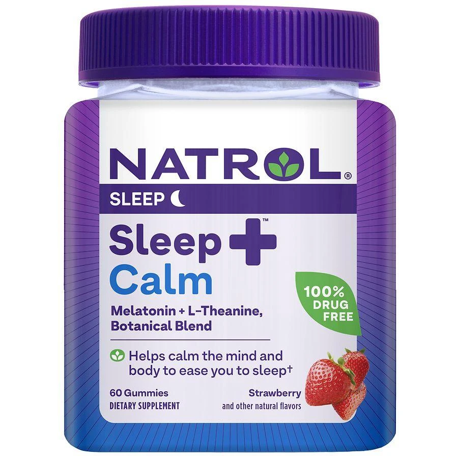 商品Natrol|Sleep+ Calm, Melatonin and L-Theanine, Gummies Strawberry,价格¥149,第1张图片