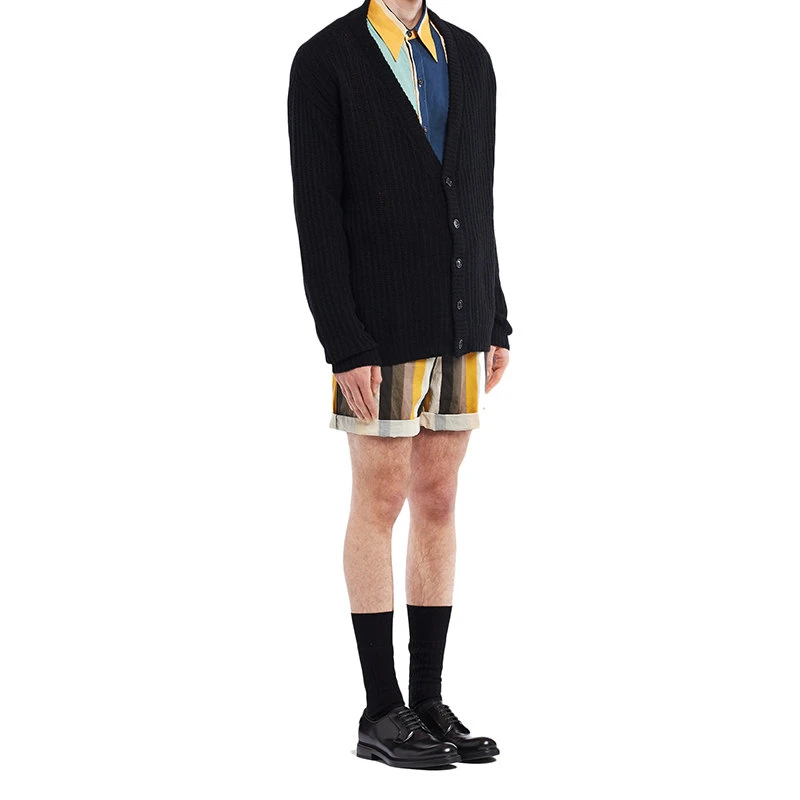 商品Prada|【预售3-7天】普拉达 22年早春 男士黑色设得兰羊毛开衫UMG103_1Z7F_F0002_S_221,价格¥11595,第5张图片详细描述