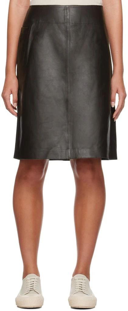 商品Studio Nicholson|Brown Tumba Leather Miniskirt,价格¥1913,第1张图片
