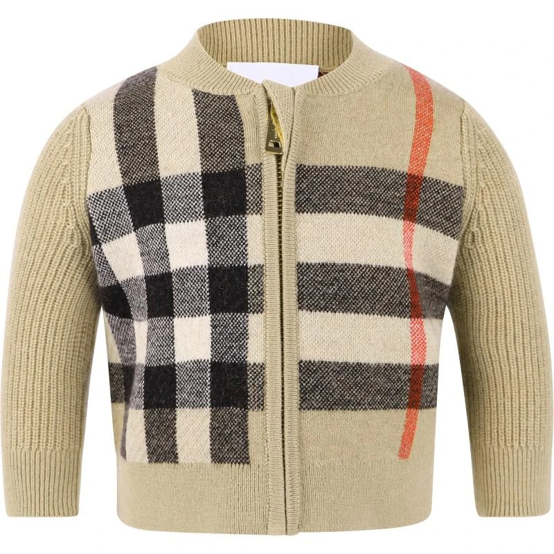 商品Burberry|Vintage check wool and cashmere cardigan in beige,价格¥3694,第1张图片