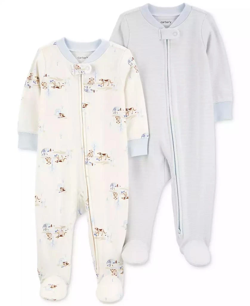 商品Carter's|Baby Cotton 2-Way-Zip Footed Sleep and Play Coveralls, Pack of 2,价格¥112,第1张图片