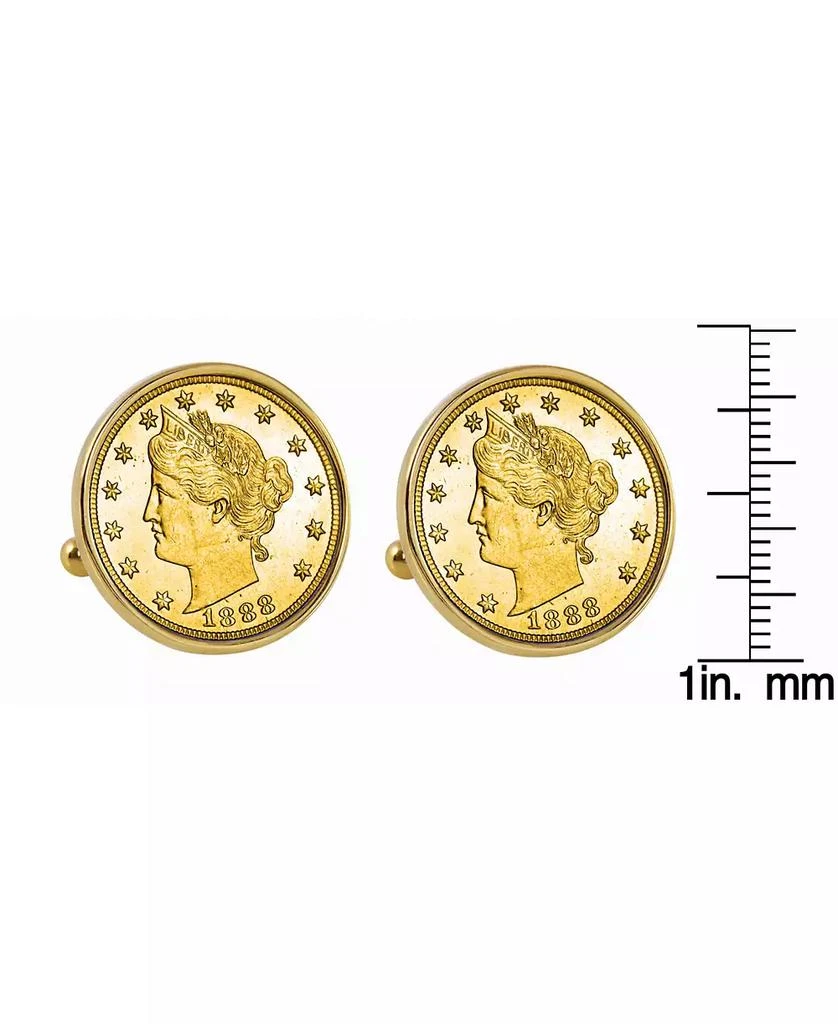 商品American Coin Treasures|Gold-Layered 1800's Liberty Nickel Bezel Coin Cuff Links,价格¥449,第2张图片详细描述