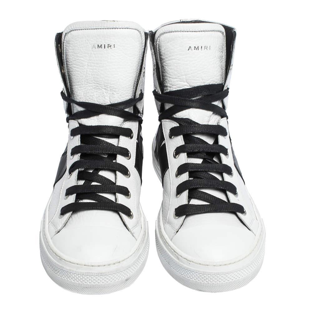 Amiri Black/White Leather Sunset Lace High Top Sneakers Size 42商品第3张图片规格展示