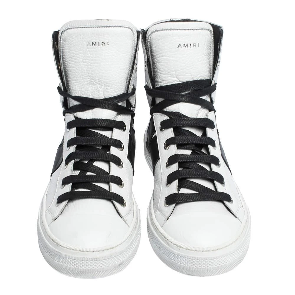 商品[二手商品] AMIRI|Amiri Black/White Leather Sunset Lace High Top Sneakers Size 42,价格¥1432,第3张图片详细描述