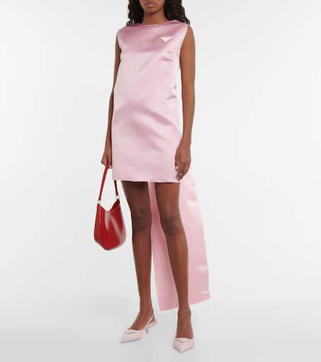 prada satin mini dress Prada Collared Satin Wool Mini Dress