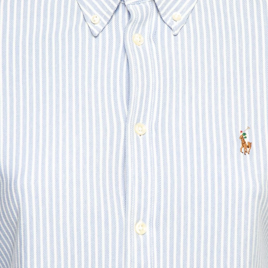 商品[二手商品] Ralph Lauren|Ralph Lauren Blue Striped Knit Oxford Button Front Polo Shirt M,价格¥821,第3张图片详细描述