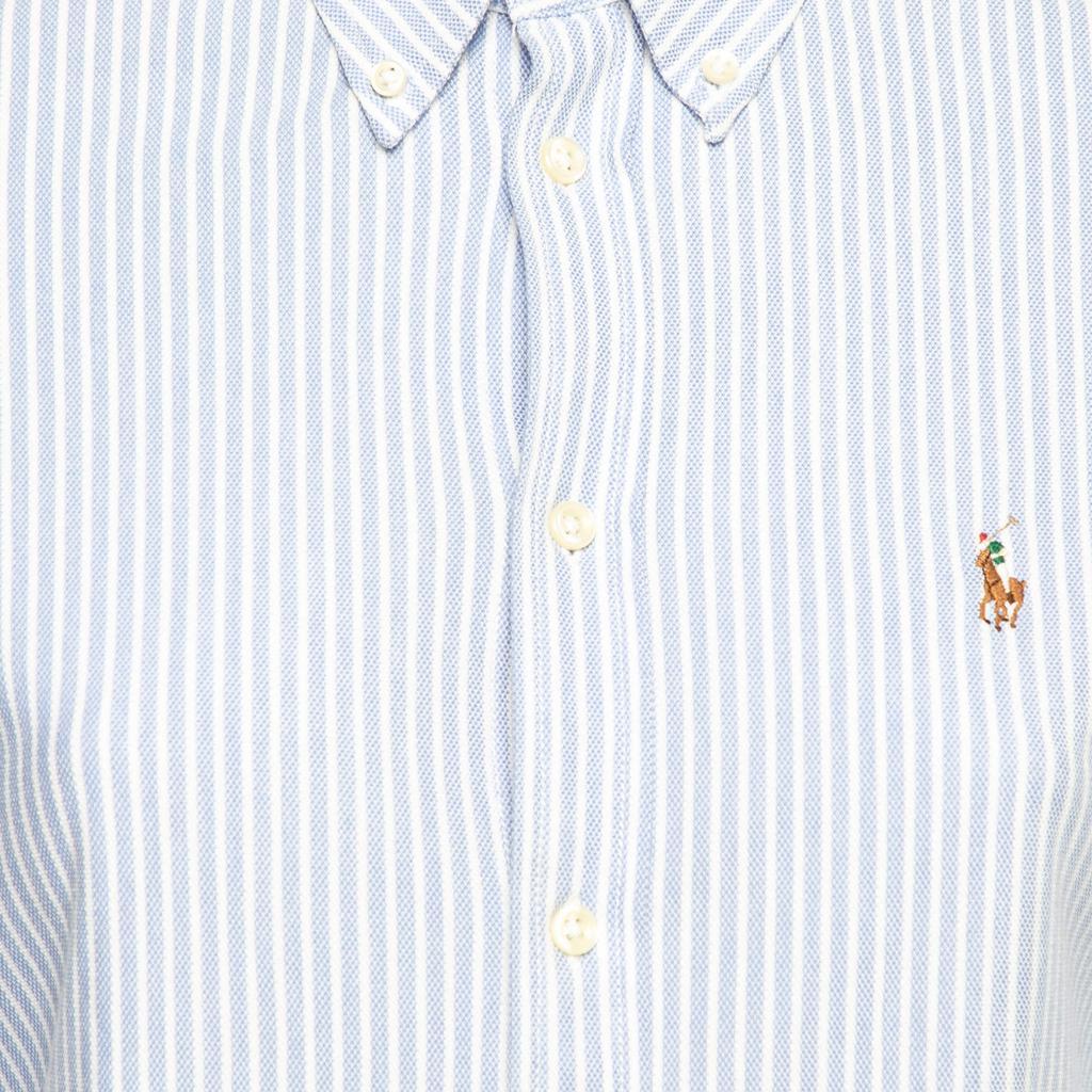 商品[二手商品] Ralph Lauren|Ralph Lauren Blue Striped Knit Oxford Button Front Polo Shirt M,价格¥1008,第5张图片详细描述