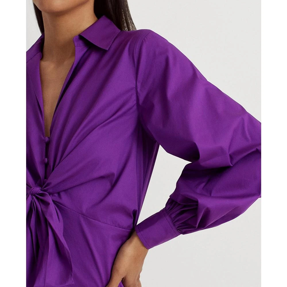 商品Ralph Lauren|Women's Tie-Front Cotton-Blend Shirtdress,价格¥750,第4张图片详细描述