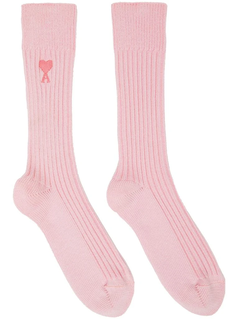 商品AMI|Pink Ami De Cœur Plain Socks,价格¥199,第1张图片