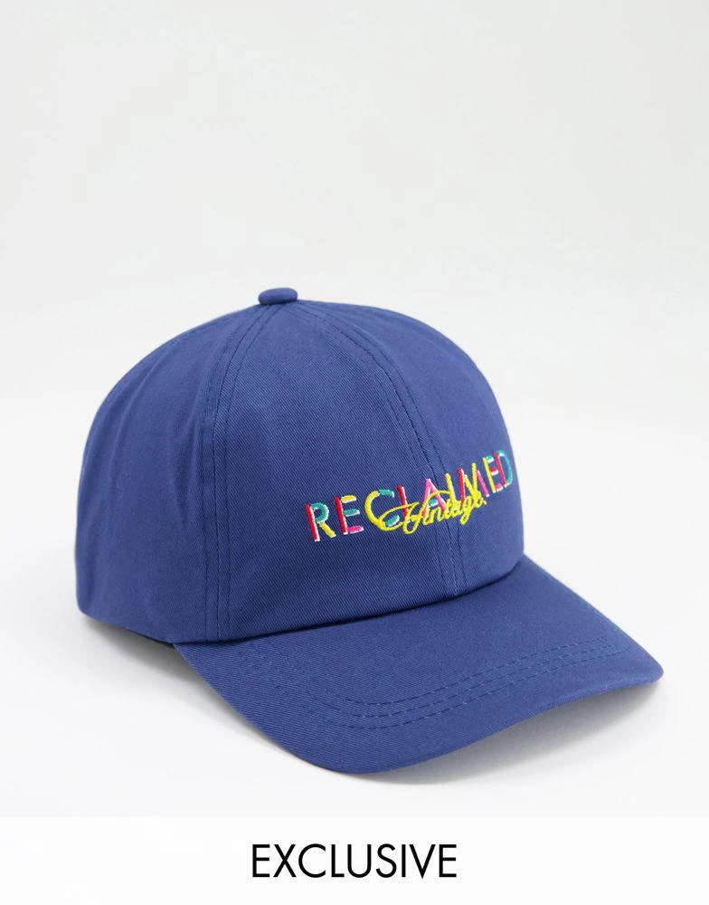 商品Reclaimed Vintage|Reclaimed Vintage inspired unisex cap with rainbow logo in navy,价格¥102,第1张图片