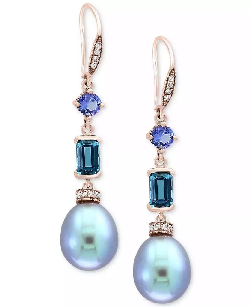 商品Effy|EFFY® Blue Cultured Freshwater Pearl (12 x 10mm), Multi-Gemstone (1-3/4 ct. t.w.) & Diamond (1/8 ct. t.w.) Drop Earrings in 14k Rose Gold,价格¥15698,第1张图片