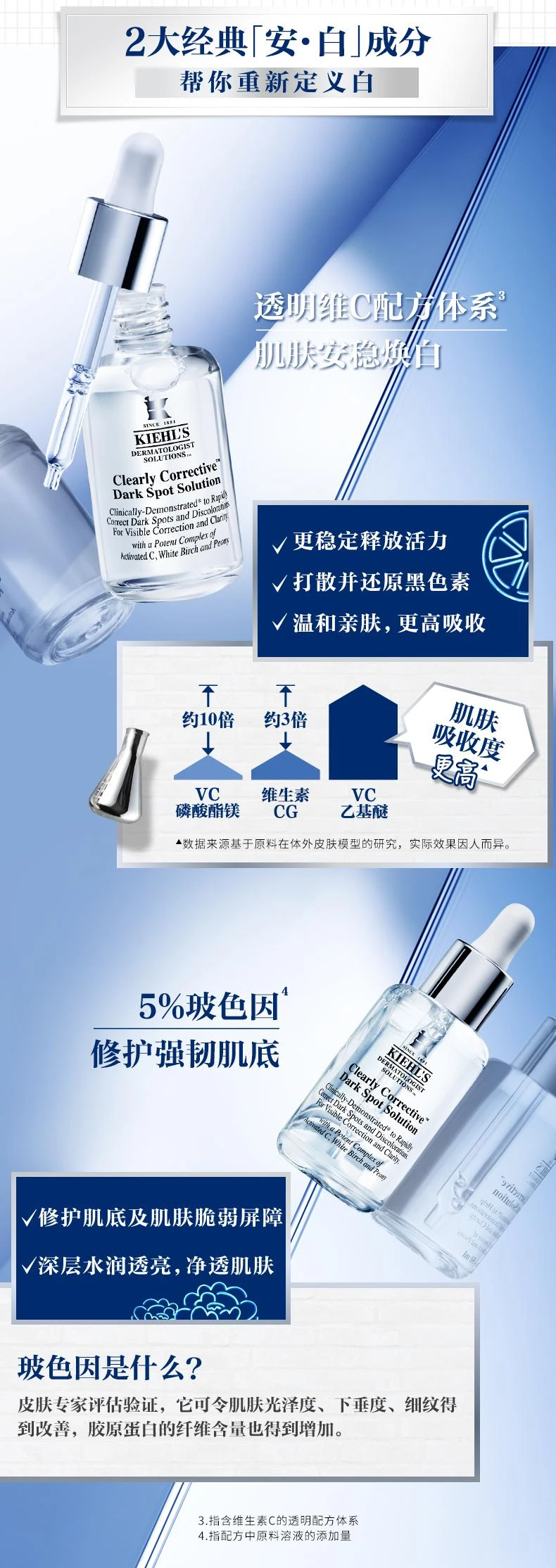 商品Kiehl's|科颜氏淡斑精华液 安白瓶淡化痘印美白提亮肤色,价格¥827,第4张图片详细描述