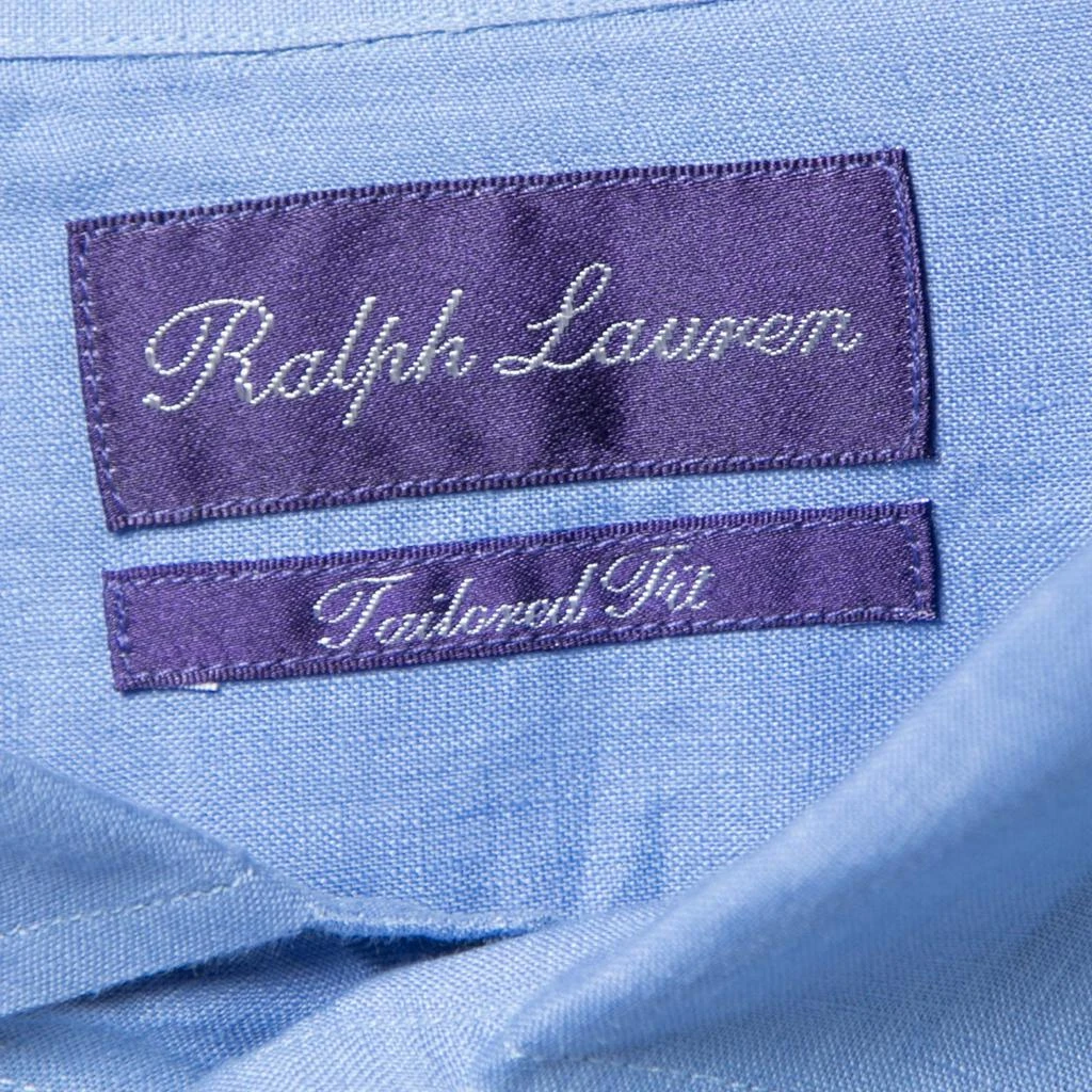 商品[二手商品] Ralph Lauren|Ralph Lauren Purple Label Blue Linen Tailored Fit Button Front Shirt XXL,价格¥808,第4张图片详细描述