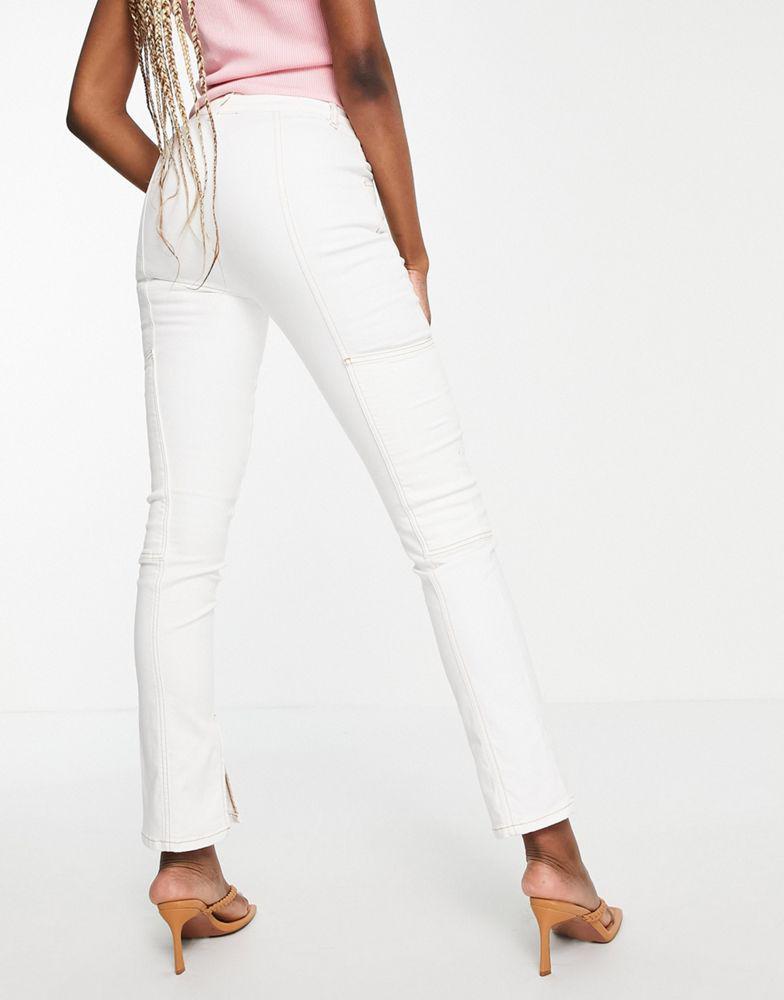 商品ASOS|ASOS DESIGN Tall high rise 'sassy' cigarette split front jeans in white,价格¥109,第4张图片详细描述