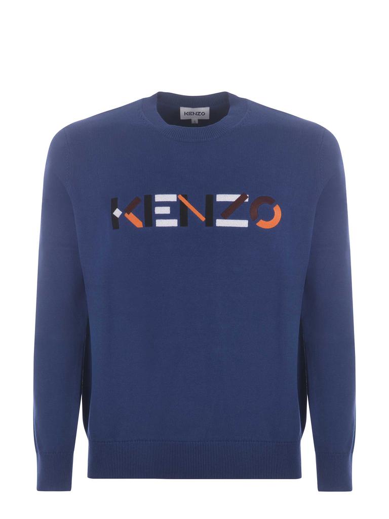 Kenzo Mens Ink Multicolor Logo Crewneck Sweater, Size Medium商品第1张图片规格展示