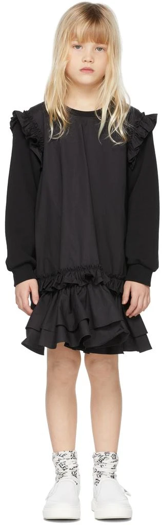 商品MAISON MARGIELA|Kids Black Ruffle Long Sleeve Dress,价格¥948,第2张图片详细描述
