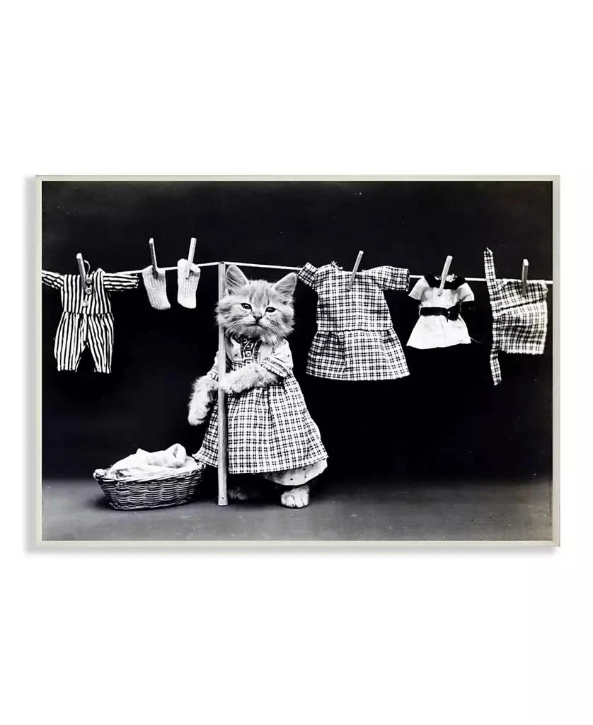 商品Stupell Industries|Kitten Does The Laundry Wall Plaque Art, 10" x 15",价格¥229,第1张图片