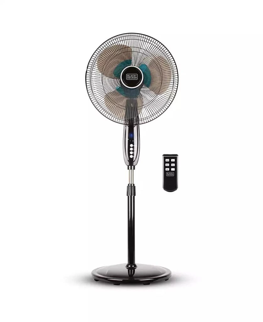 商品Black & Decker|16 in. Dual Blade Stand Fan - Remote, Round Base,价格¥1167,第1张图片