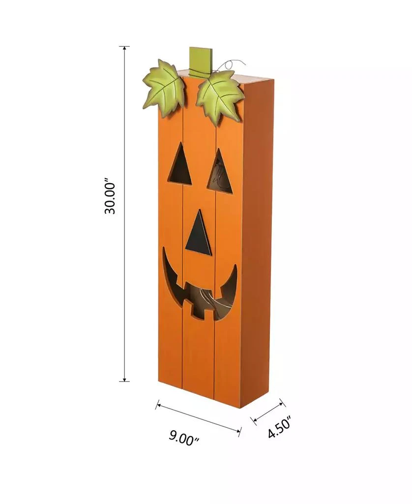 商品Glitzhome|Lighted Halloween Wooden Pumpkin Porch Decor, 30",价格¥1454,第5张图片详细描述