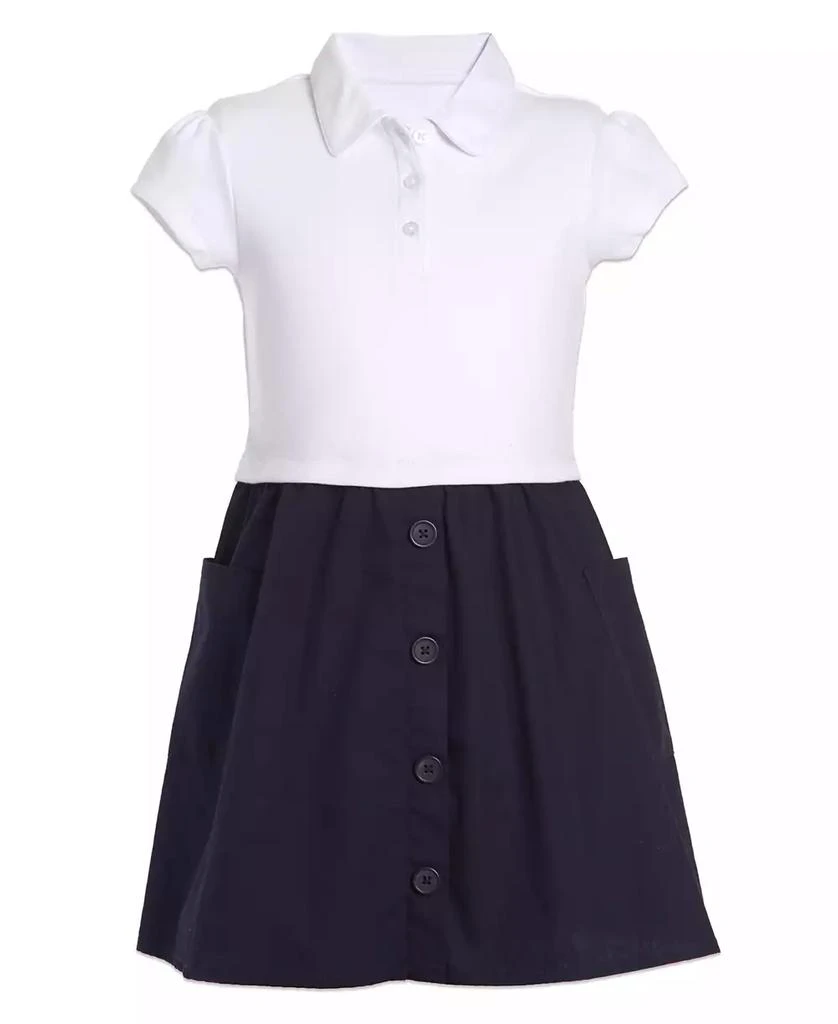 商品Nautica|Little Girls Uniform 2 Tone Interlock Dress,价格¥200,第1张图片