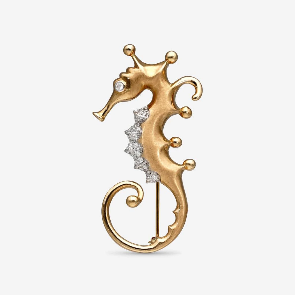 商品Assael|Assael Angela Cummings 18K Yellow Gold and Platinum, Diamond 0.54ct. tw. Seahorse Statement Brooch ACP0046,价格¥47320,第1张图片