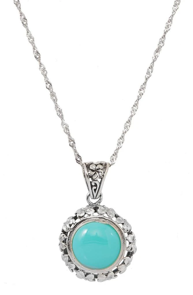 商品Savvy Cie Jewels|Sterling Silver Turquoise Medallion Pendant Necklace,价格¥453,第1张图片