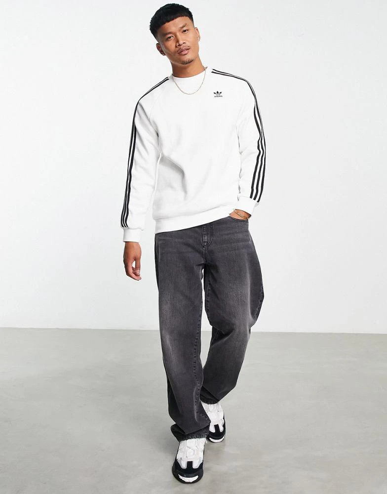 商品Adidas|adidas Originals Adicolor 3 stripe trefoil logo sweatshirt in white,价格¥281,第4张图片详细描述