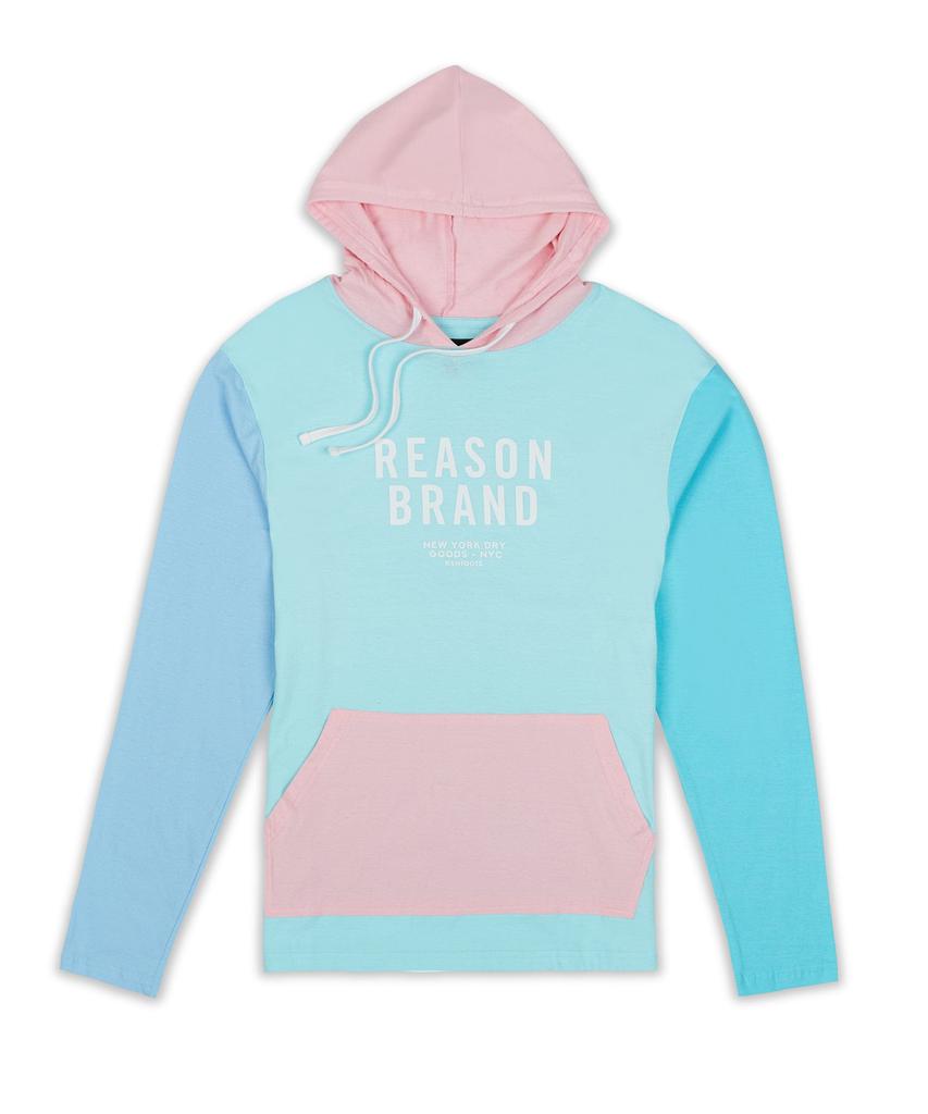 Color Block Long Sleeve Light Pastel Hoodie商品第2张图片规格展示