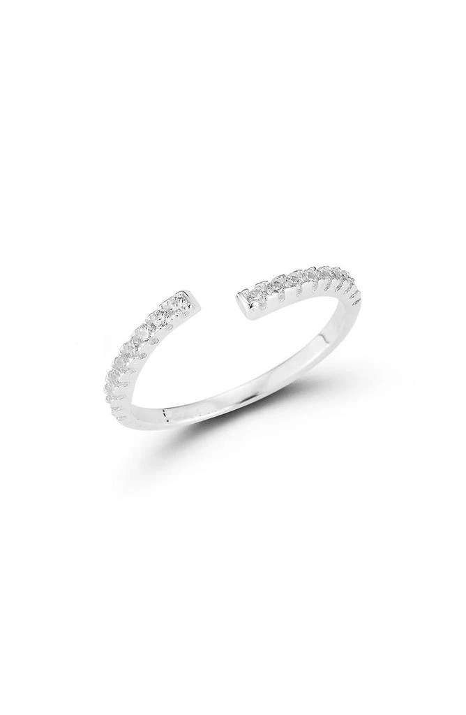 商品GLAZE JEWELRY|Rhodium Plated Sterling Silver Pavé CZ Split Band Ring - Size 6,价格¥288,第1张图片
