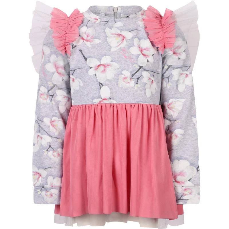 商品A Dee|Floral blouse and leggings set with tulle detailing in grey and pink,价格¥1180,第2张图片详细描述