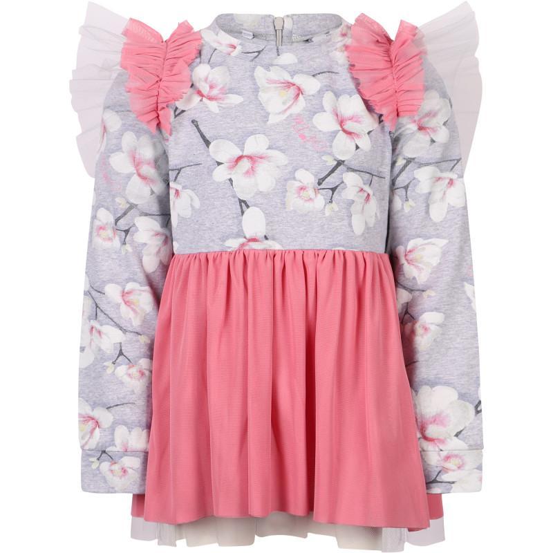 商品A Dee|Floral blouse and leggings set with tulle detailing in grey and pink,价格¥931-¥975,第4张图片详细描述