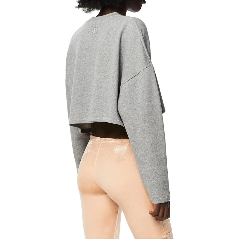 商品Loewe|【预售3-7天】LOEWE/罗意威 22年春夏新款 女士麻灰色纯棉彩虹印花短款运动衫长袖T恤S616Y24X03-1440,价格¥5059,第6张图片详细描述