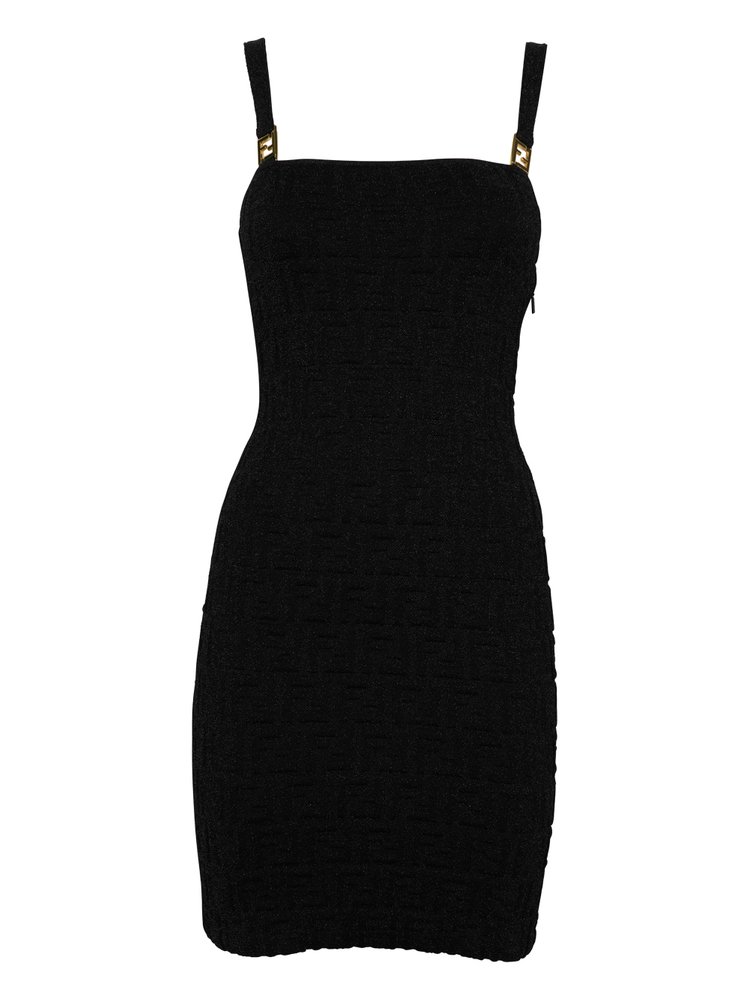 FENDI 女士黑色混纺面料吊带连衣裙 FZDA33-AJTI-F0GME商品第1张图片规格展示
