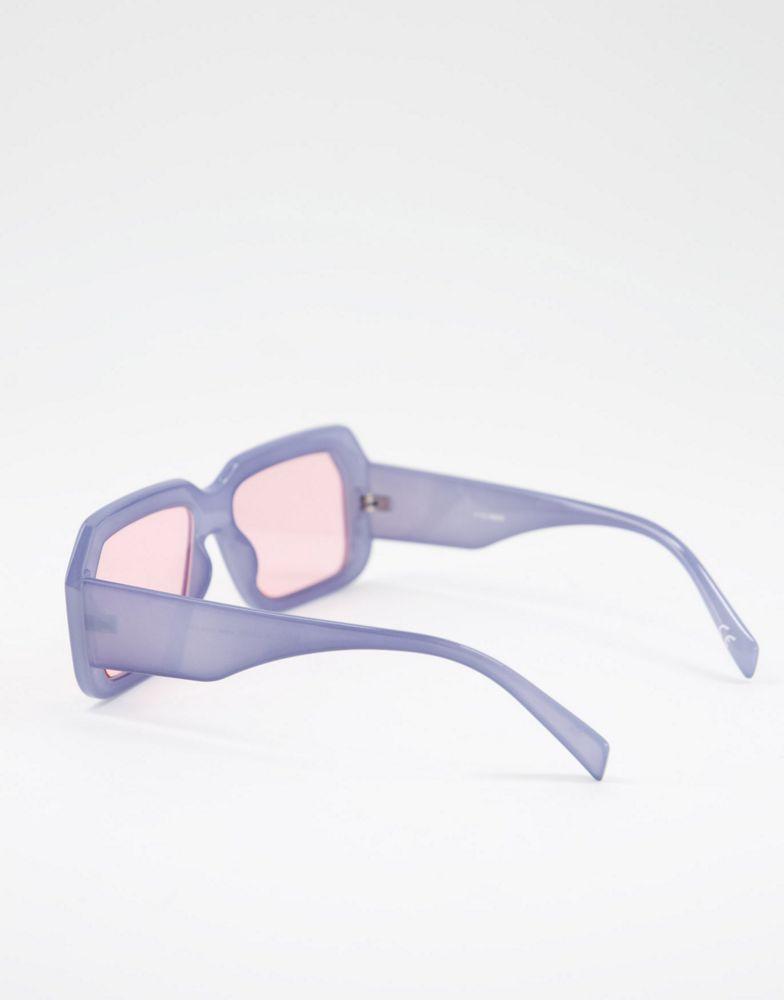 ASOS DESIGN oversized retro sunglasses in blue with pink lens - MBLUE商品第4张图片规格展示