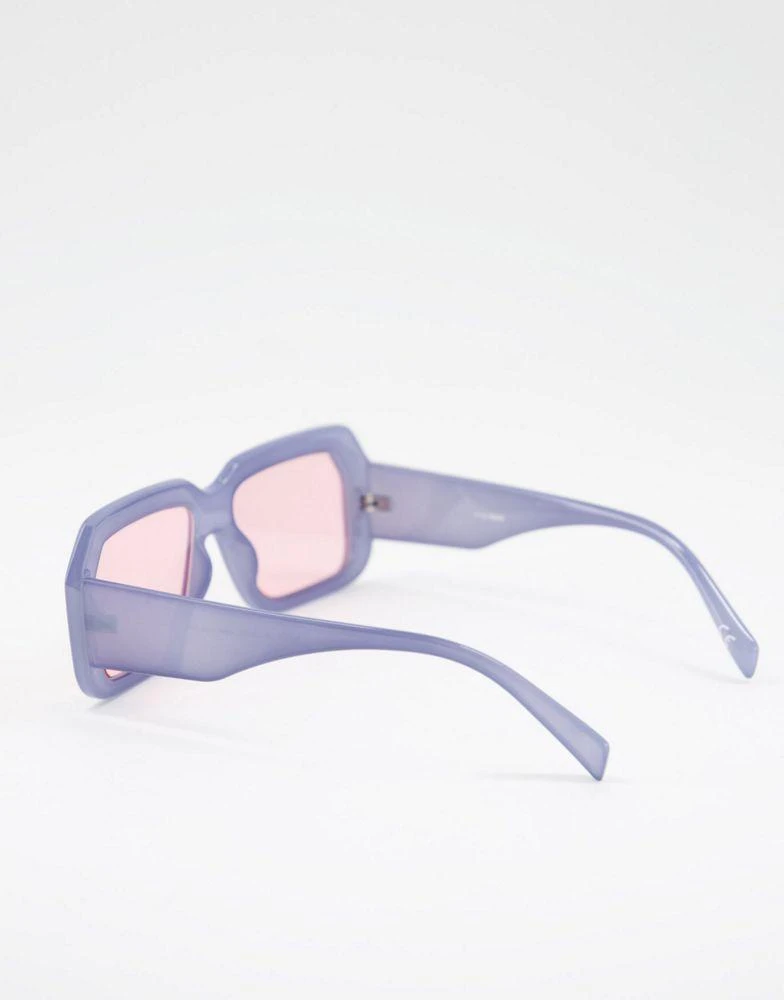 商品ASOS|ASOS DESIGN oversized retro sunglasses in blue with pink lens - MBLUE,价格¥47,第4张图片详细描述